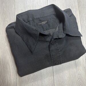 CANALI Italy Long Sleeve Button Down Dress Shirt Mens XXL Patterned Formal Flaw*